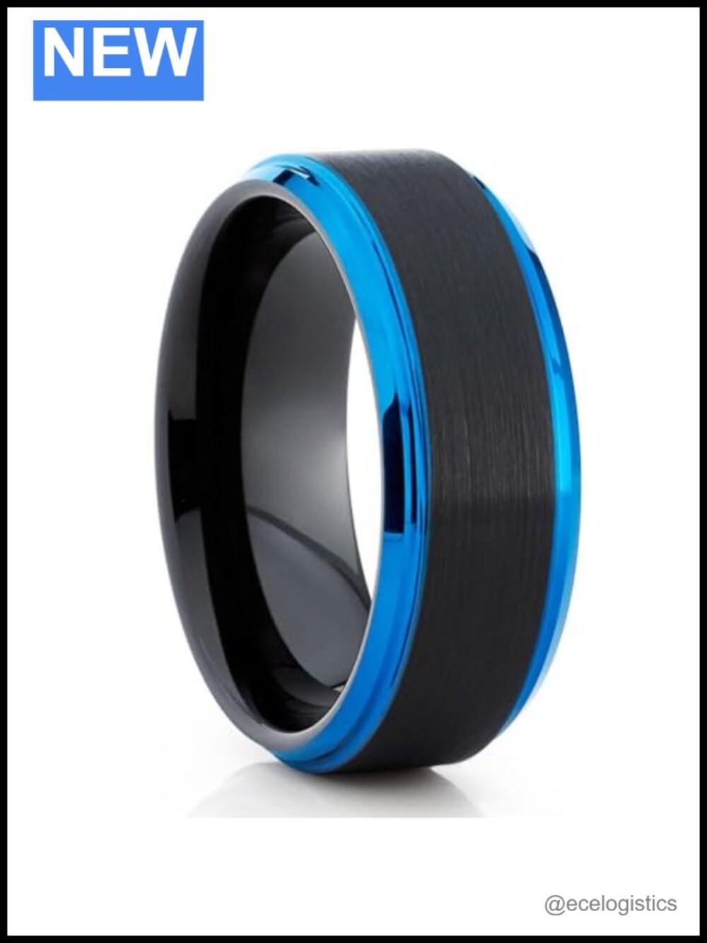 Tungsten Carbide Wedding Ring 8mm Beveled Edges Comfort Fit Men's Band